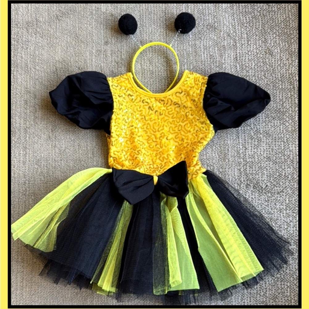 Kids Bumblebee Costume Dress with Headband - Yellow & Black